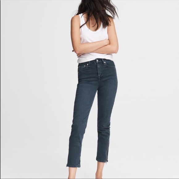 rag & bone Nina High Rise Cigarette Ankle Zip in Minna Dark Gray Jeans - Picture 2 of 16